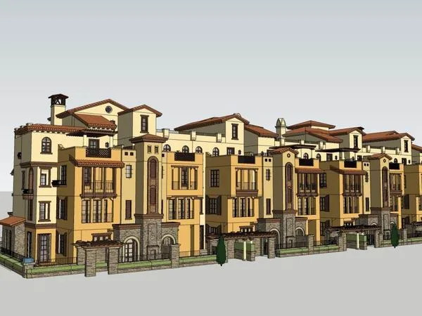 Sketchup Business Model | Multi story Apartment Residential, Classical Style