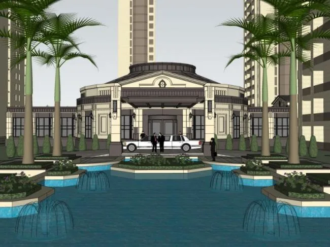 Sketchup Business Model | Low Level Clubhouse, European Style