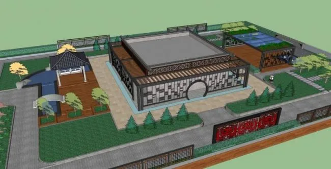 Sketchup Landscape Model | Roof Garden Landscape, Chinese Style