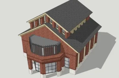 SketchUp Cultural Model: Simplified European Small Exhibition Hall in Classical Style-BIM WORLD