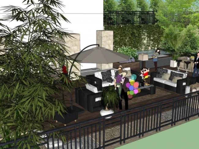 Sketchup Landscape Model | Roof Garden Landscape, Modern Style