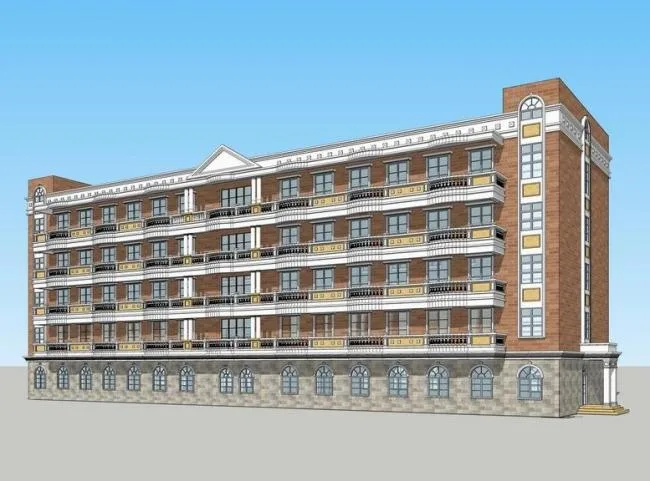 Sketchup Hotel Model | Multi story Business Hotel, Simplified European Style, Classical Style