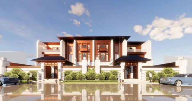 Sketchup Villa Model | Row Villa, Chinese Style