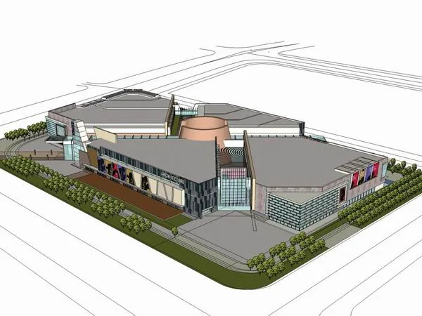 Sketchup Business Model | Multi story Commercial Street, Pedestrian Street, Modern Style