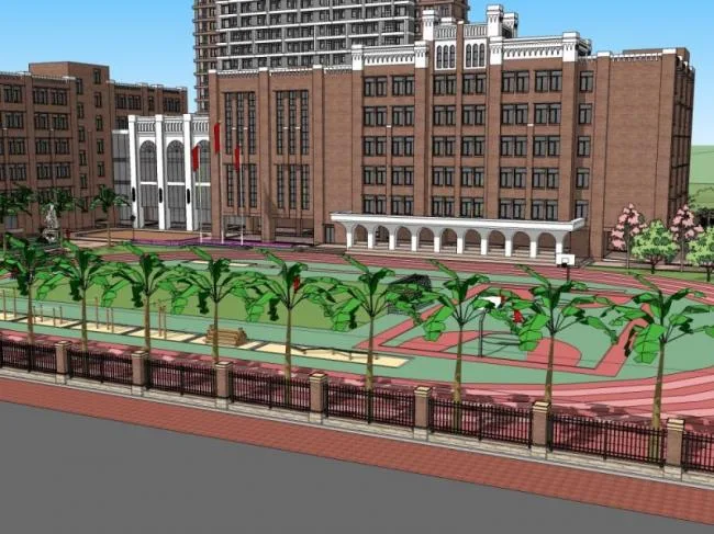 Sketchup School Model | Multi story High rise School, Campus Educational Architecture, Classical Style