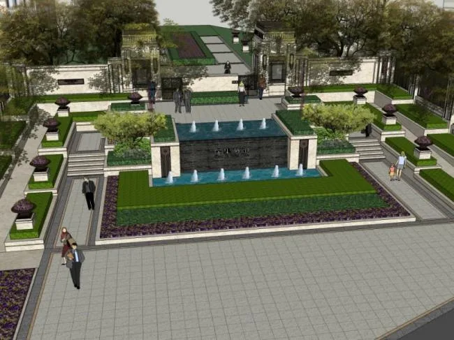 Sketchup Landscape Model | Community Landscape, Residential Landscape, Classical Style