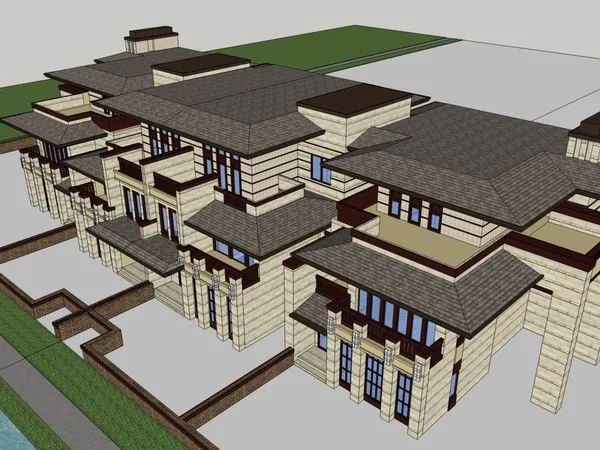 Classical Twin Villa Model in SketchUp