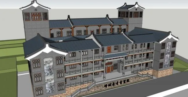 Sketchup Cultural Model | Multi story Art Academy, Cultural Architecture, Chinese Style