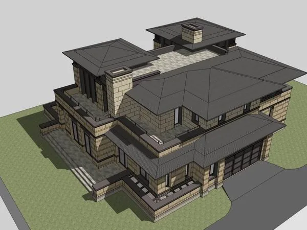 Sketchup Villa Model | Single Family Villa, Classical Style