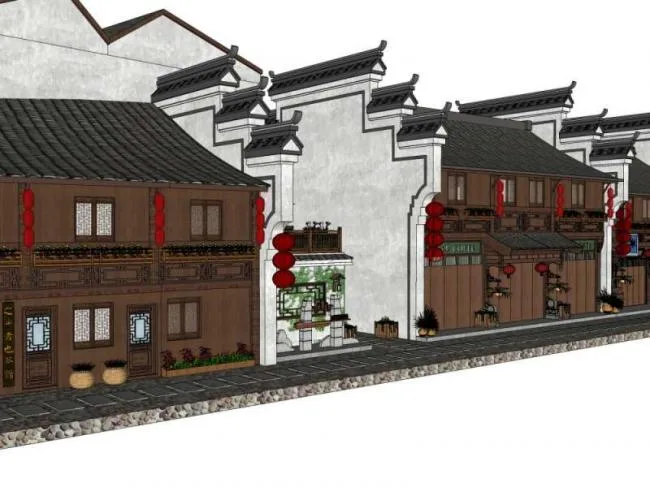 Sketchup Business Model | Multi story Business District, Chinese Style