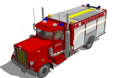 Fire Truck Model with SketchUp Materials-BIM WORLD
