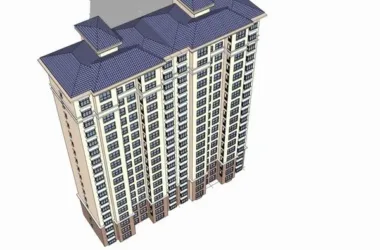 Classical 18-Story High-Rise Residential Building SketchUp Model-BIM WORLD