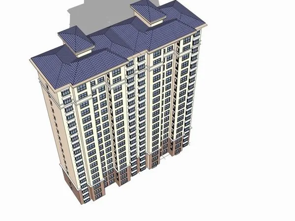 Sketchup Residential Model | High rise residential building, classical style, 18 floors