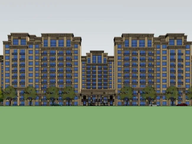 Sketchup Residential Model | High rise Residential Complex, Classical Style