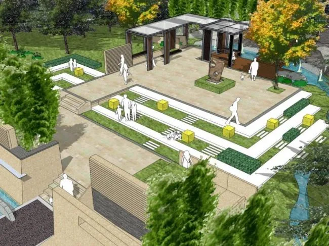 Sketchup Landscape Model | Residential Community Landscape, Modern Style