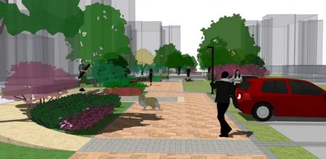 Sketchup Landscape Model | Community Square Landscape, Modern Style