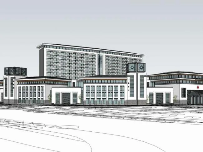 Sketchup Hospital Model | Multi story Hospital, Medical Building, Chinese Style