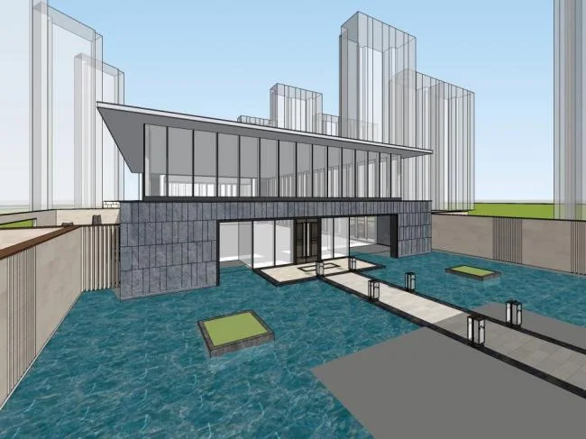 Sketchup Business Model | Multi story Commercial Club, Modern Style