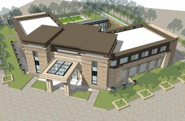 Sketchup Business Model | Multi story Sales Office, Clubhouse, Marketing Center, New Asian Style, Commercial Building