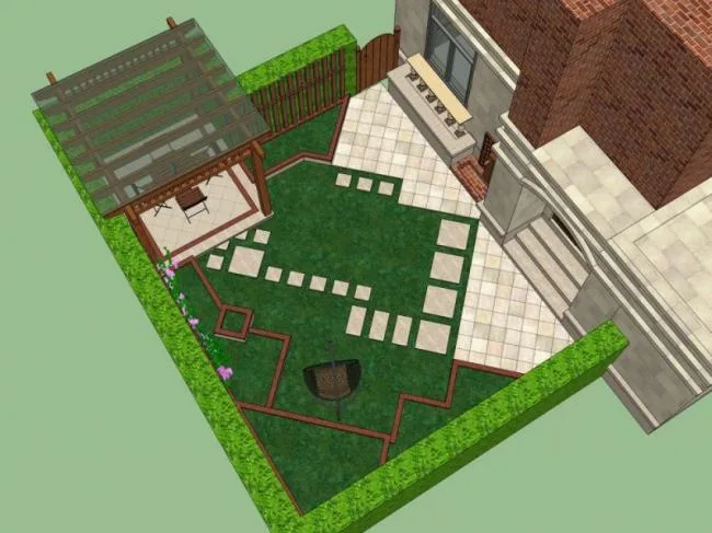 Sketchup Landscape Model | Villa Landscape, Courtyard Landscape, Modern Style