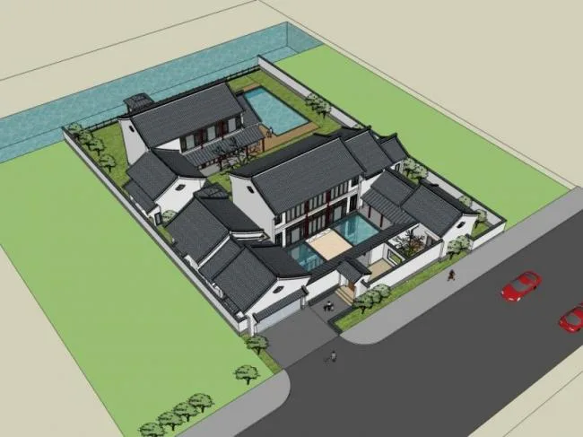 Sketchup Business Model | Multi story Club, Modern Chinese Style