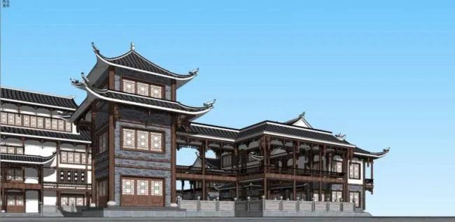 Sketchup Ancient Architecture Model | Multi story Theater Architecture, Chinese Style, Ancient Architecture