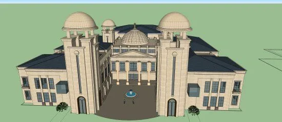 Sketchup Business Model | Multi story Clubhouse, Classical Style