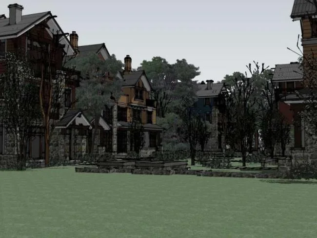 Sketchup Villa Model | Twin Villa Cluster, Classical Style