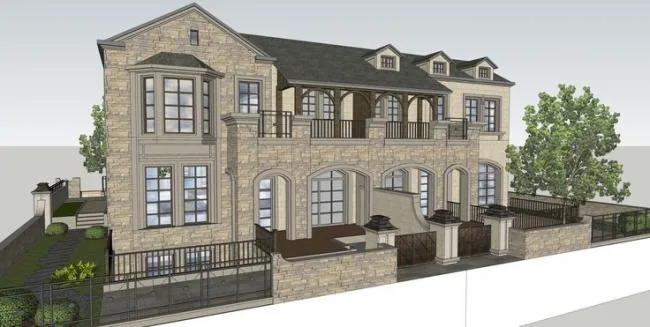Sketchup Villa Model | Double Split Villa, French Classical Style
