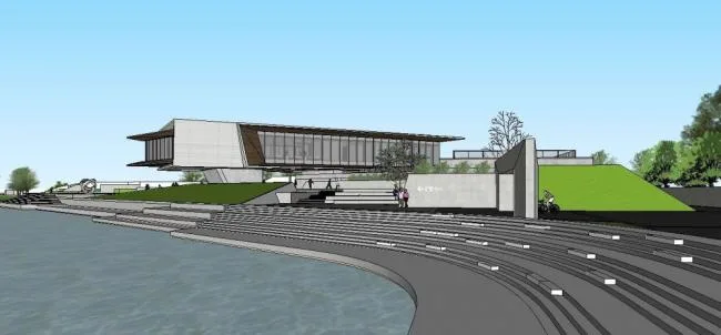 Sketchup Business Model | Multi story Sales Center, Commercial Building, Modern Style