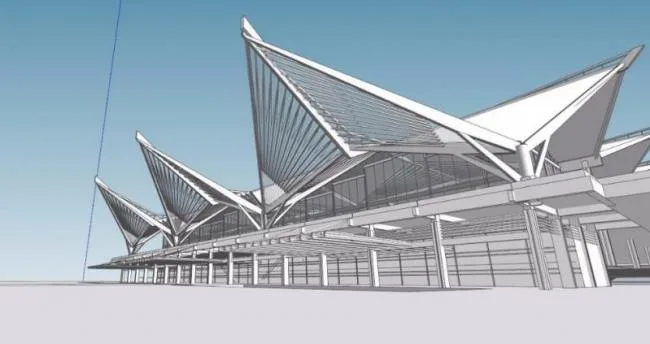 Sketchup Station Road and Bridge | Hangzhou East Railway Station, low rise, modern style
