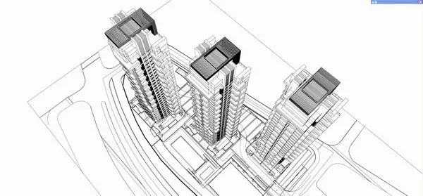 Sketchup Business Model | High rise apartment residential building, modern style, 28 floors