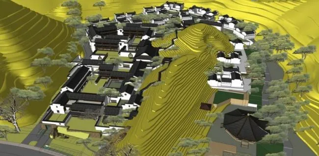 Sketchup Planning Model | Huizhou Style, Multi story Ancient Architecture Planning, Chinese Style