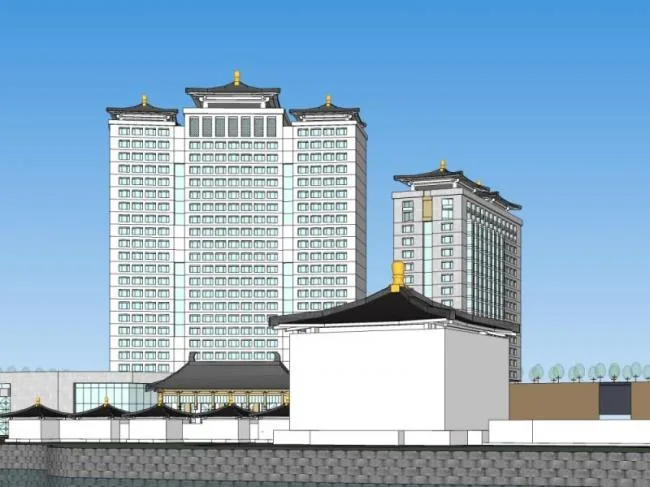 Sketchup Hotel Model | High rise Hotel, Modern Chinese Style