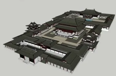 SketchUp Model of Ancient Chinese Multi-Story Temple: Religious Architecture-BIM WORLD
