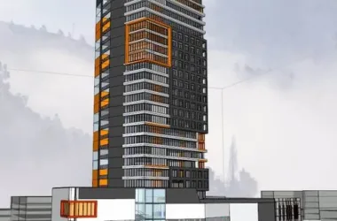 Modern High-Rise Office Building with Ground Floor Retail | SketchUp Model-BIM WORLD