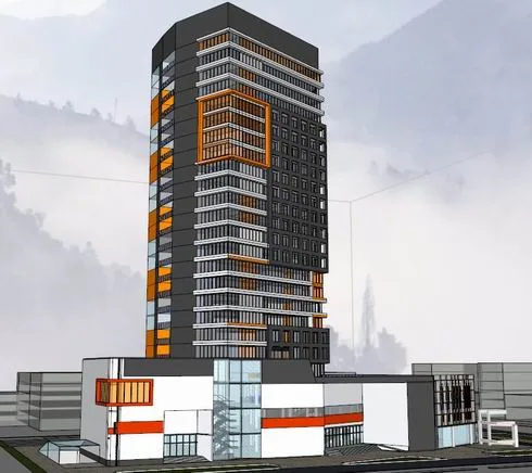 Modern High-Rise Office Building with Ground Floor Retail | SketchUp Model