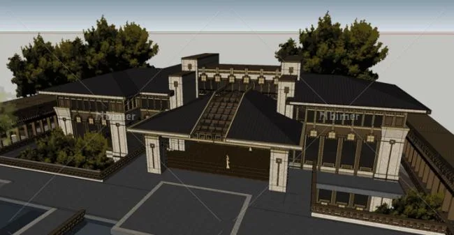 Sketchup Business Model | Multi story Club, Modern Chinese Style