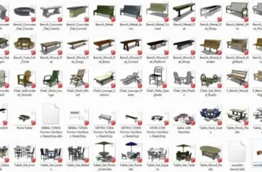 SketchUp Materials: Outdoor Rest Table and Chair Component Models-BIM WORLD