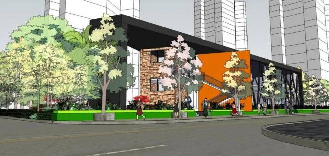 Sketchup Business Model | Multi story Commercial Club, Modern Style