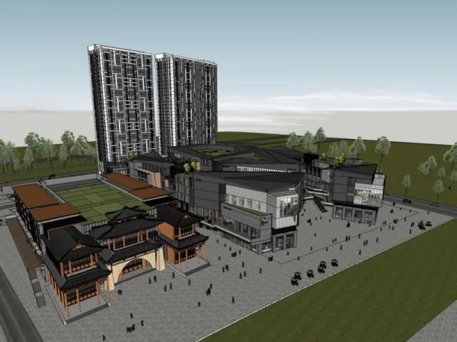 Sketchup Business Model | Multi story Commercial Block, Modern Style