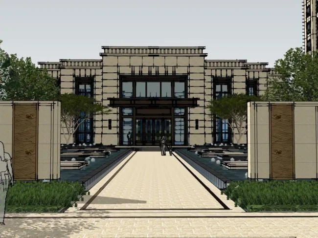 Sketchup Business Model | Multi story Sales Office, Modern Style