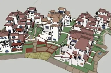 Spanish Classical Style Villa Cluster | SketchUp 3D Model-BIM WORLD