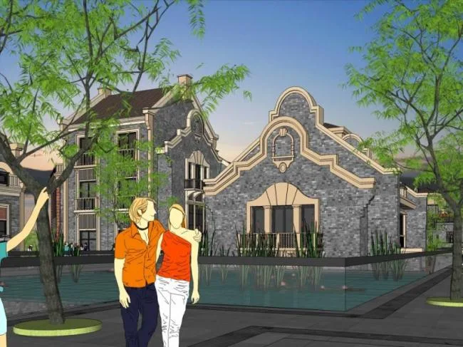 Sketchup Business Model | Multi story Commercial Street, Chinese Style
