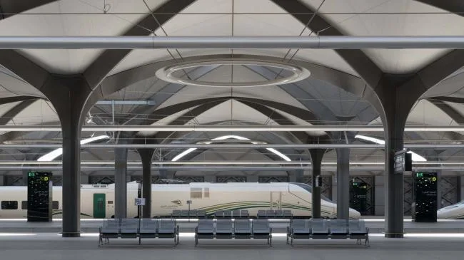 BIM Architecture | Majestic Steel Columns Supporting Tree like Construction: Haramain High Speed Railway Station/Foster Partners Architectural Firm