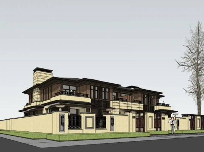 Sketchup Villa Model | Twin Villa, Modern Style