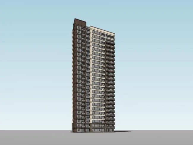 Modern 24-Story High-Rise Residential Building SketchUp Model