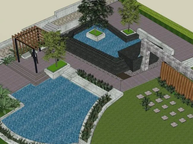Sketchup Landscape Model | Courtyard Landscape, Modern Style