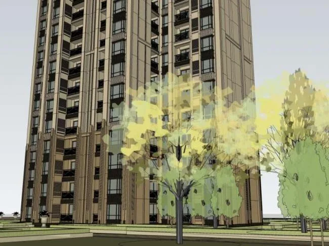 Sketchup Residential Model | Super high-rise residential building, classical style