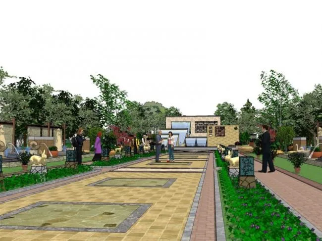 Sketchup Landscape Model | Community Landscape, Residential Landscape, Classical Style